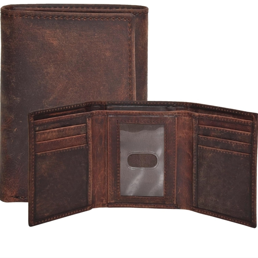 Brown Leather Trifold Wallet